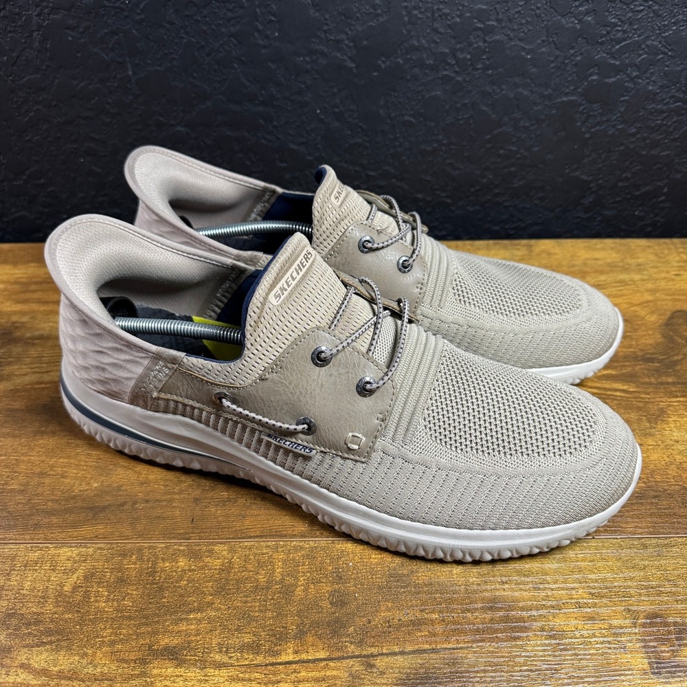 Skechers Delson 3.0 Roth 210606 Taupe Textile Slip-ins Sneakers Mens 14